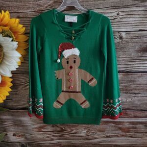 Derek Heart holiday sweater Women's small gingerbread Pre-owned